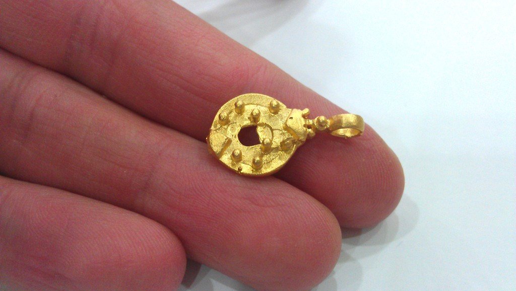 2 Gold Plated Brass  Charms 2 Pcs  G366