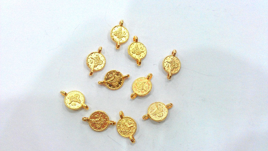 10 Pcs  Gold Plated Ottoman Signature Charms Connector    G11583