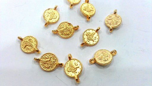 10 Pcs  Gold Plated Ottoman Signature Charms Connector    G11583