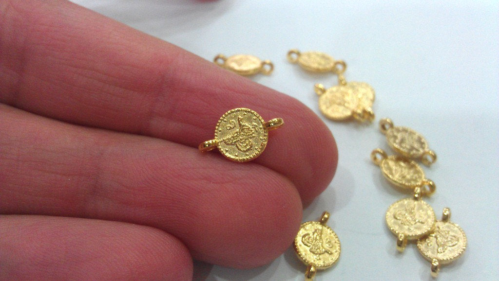 10 Pcs  Gold Plated Ottoman Signature Charms Connector    G11583