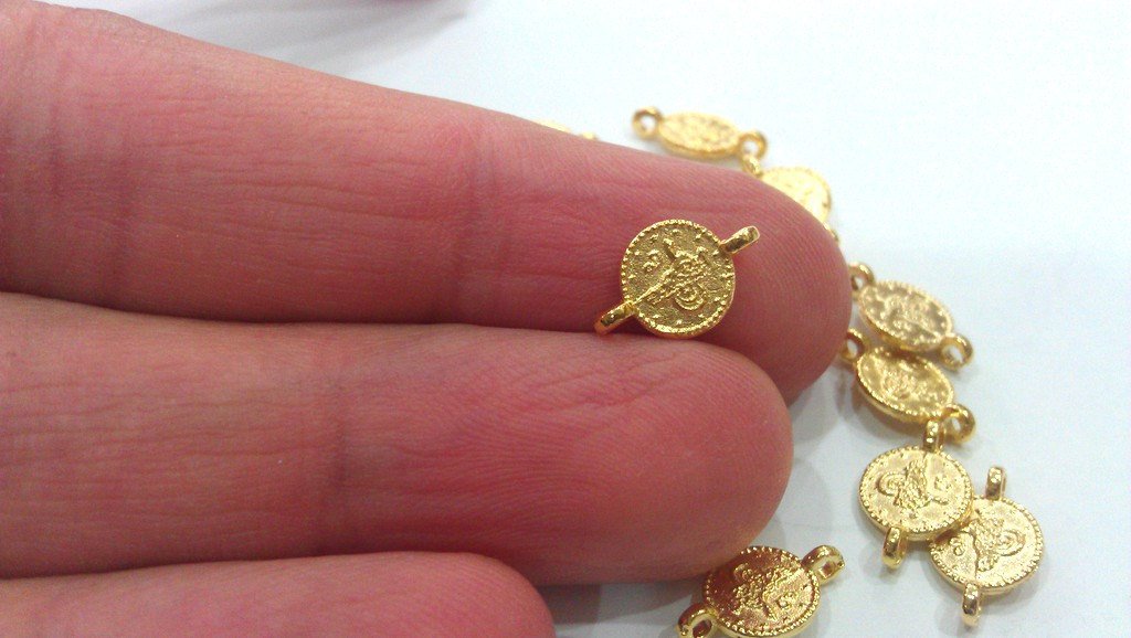 10 Pcs  Gold Plated Ottoman Signature Charms Connector    G11583