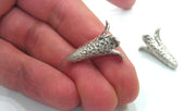 2 Tulip Cone Silver Cone Antique Silver Plated Brass Cone , Findings G9552
