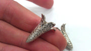2 Tulip Cone Silver Cone Antique Silver Plated Brass Cone , Findings G9552
