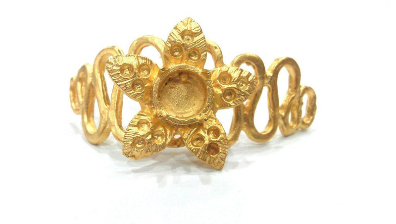 22K Gold Plated Brass Connector with Flower 7 mm Base Setting,  Findings  G375
