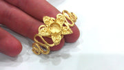 22K Gold Plated Brass Connector with Flower 7 mm Base Setting,  Findings  G375
