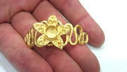 22K Gold Plated Brass Connector with Flower 7 mm Base Setting,  Findings  G375