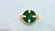 Gold Plated Brass Bezel Green Pendants Connectors ,28 mm   G392