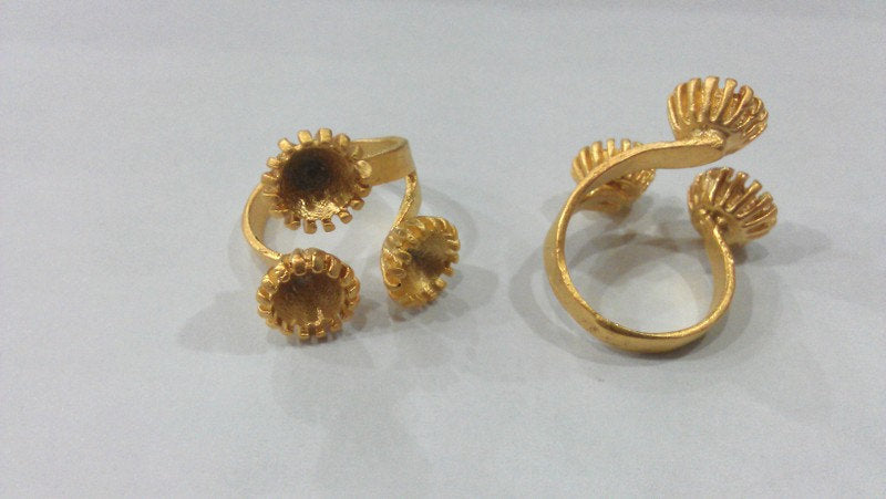 Adjustable Ring Base Blank (6mm Blank) , Gold Plated Brass  G422