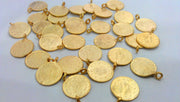 50 Pcs  (14mm)  Ottoman Signature Charms  , Gold Plated Brass  G12938