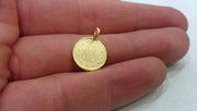50 Pcs  (14mm)  Ottoman Signature Charms  , Gold Plated Brass  G12938