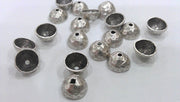 10 Silver Bead Cap Findings Antique Silver Plated Brass  G12152
