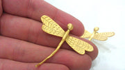 2 Dragonfly Pendant Gold Pendant Dragonfly Pendant Gold Plated Brass  G10786