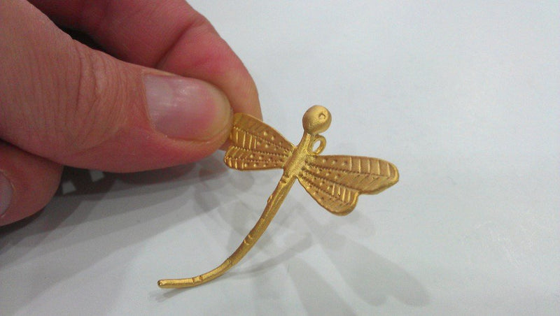 2 Dragonfly Pendant Gold Pendant Dragonfly Pendant Gold Plated Brass  G10786