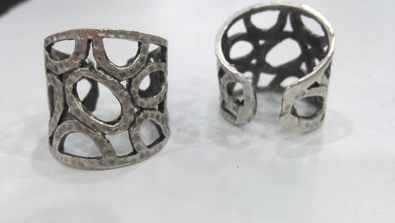 Adjustable Ring Blank (8x4 mm and 6x3 mm Blank) Antique Silver Plated Brass ,Findings  G432