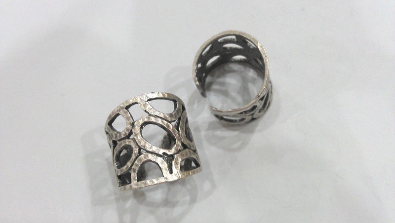 Adjustable Ring Blank (8x4 mm and 6x3 mm Blank) Antique Silver Plated Brass ,Findings  G432