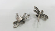 2 Dragonfly Charms , Antique Silver Plated Brass G444