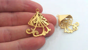 2 Pcs Cones  Findings , Pendants , Gold Plated Brass G11492