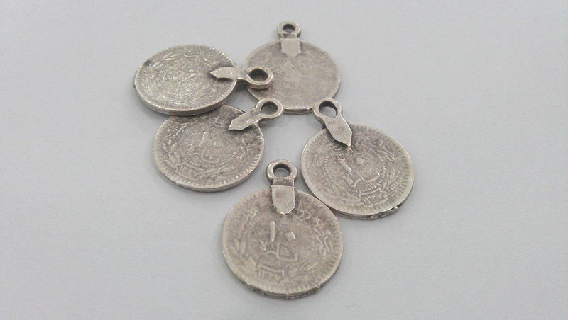 5 Pcs (17mm)  Antique Silver Plated Metal Ottoman Signature Charms  G447