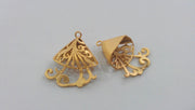 2 Pcs Cones  Findings , Pendants , Gold Plated Brass G11492