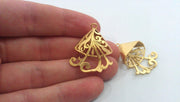 2 Pcs Cones  Findings , Pendants , Gold Plated Brass G11492