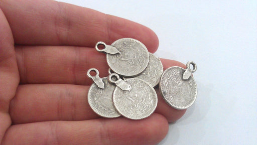 5 Pcs (17mm)  Antique Silver Plated Metal Ottoman Signature Charms  G447