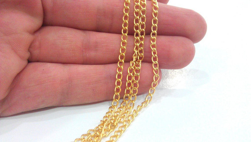 Gold Plated Chain  1 Meter - 3.3 Feet  (3x4 mm)  G452