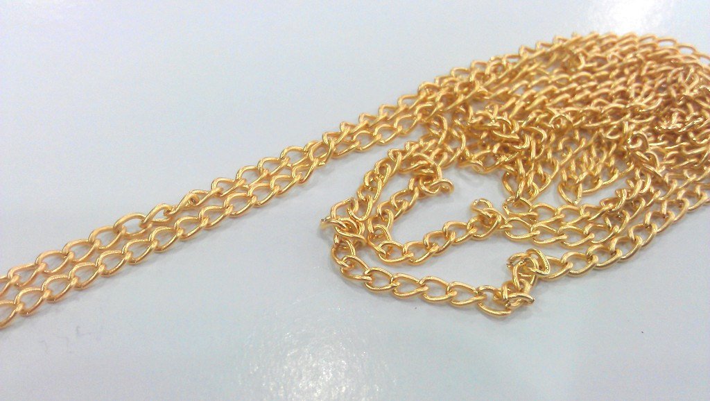 Gold Plated Chain  1 Meter - 3.3 Feet  (3x4 mm)  G452