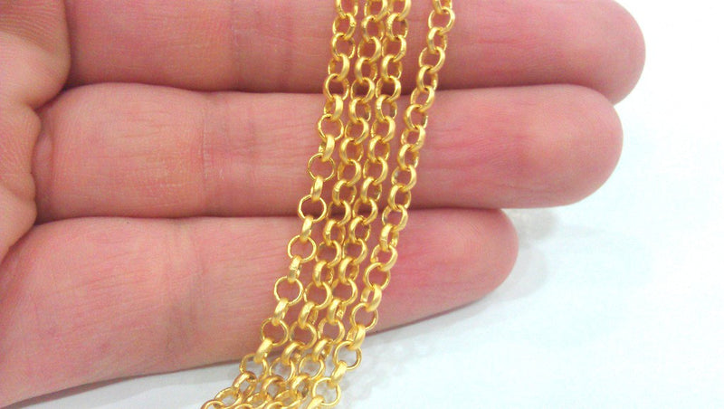 Gold Plated Rolo Chain  1 Meter - 3.3 Feet  (4 mm)   G9813