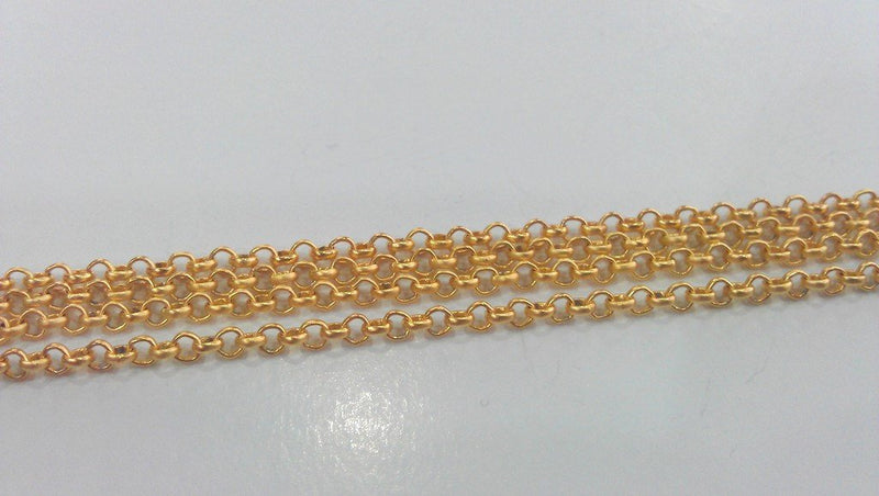 Gold Rolo Chain Gold Plated Rolo Chain 1 Meter - 3.3 Feet  (2.5 mm) ,   Gold Plated  G9812