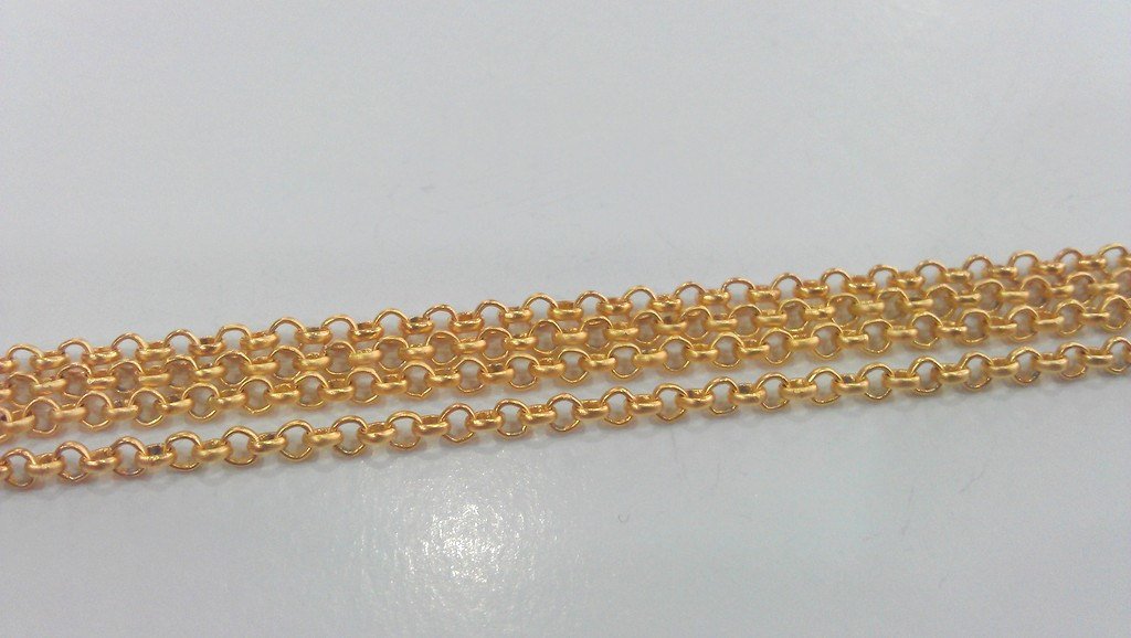 Gold Rolo Chain Gold Plated Rolo Chain 1 Meter - 3.3 Feet  (2.5 mm) ,   Gold Plated  G9812