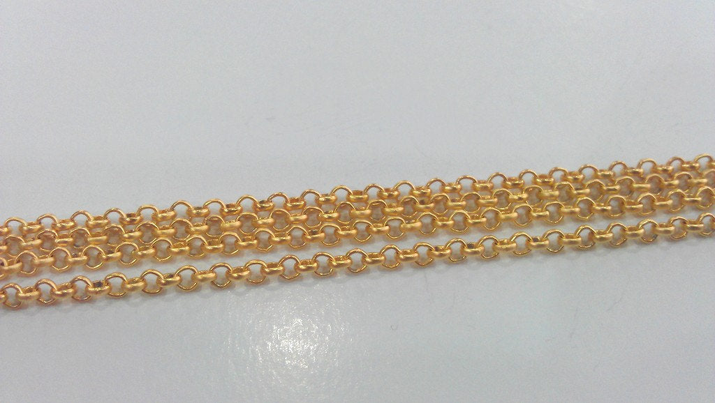 3 mt Gold Rolo Chain Gold Plated Rolo Chain 3 Meters - 9.9 Feet  (2.5 mm)  ,  G9812