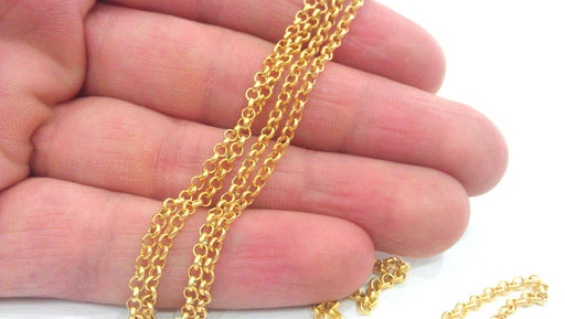 3 mt Gold Rolo Chain Gold Plated Rolo Chain 3 Meters - 9.9 Feet  (2.5 mm)  ,  G9812