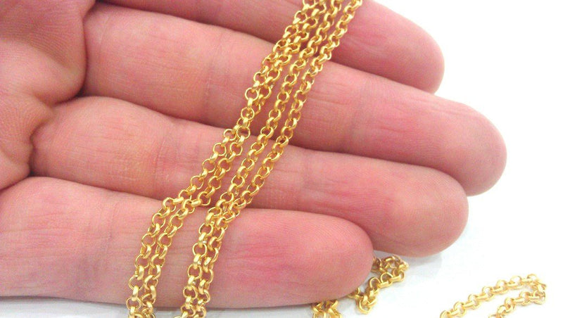 Gold Rolo Chain Gold Plated Rolo Chain 1 Meter - 3.3 Feet  (2.5 mm) ,   Gold Plated  G9812