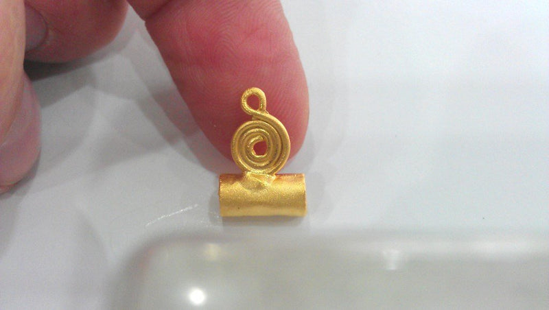 2 Pcs.  Tube Pendant , Gold Plated Brass  G455