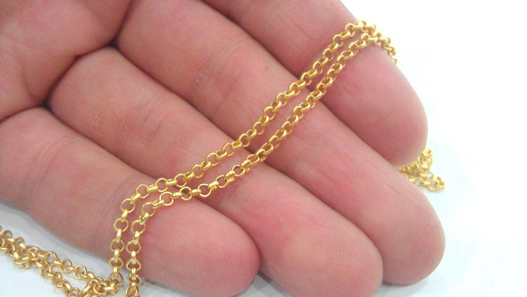 3 mt Gold Rolo Chain Gold Plated Rolo Chain 3 Meters - 9.9 Feet  (2.5 mm)  ,  G9812