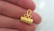 2 Gold Plated Brass  Tube Charms 2 Pcs.  G457