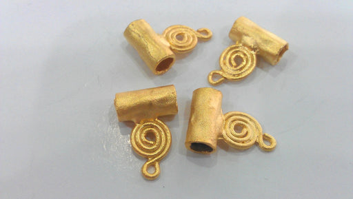 2 Pcs.  Tube Pendant , Gold Plated Brass  G455