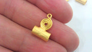2 Pcs.  Tube Pendant , Gold Plated Brass  G455
