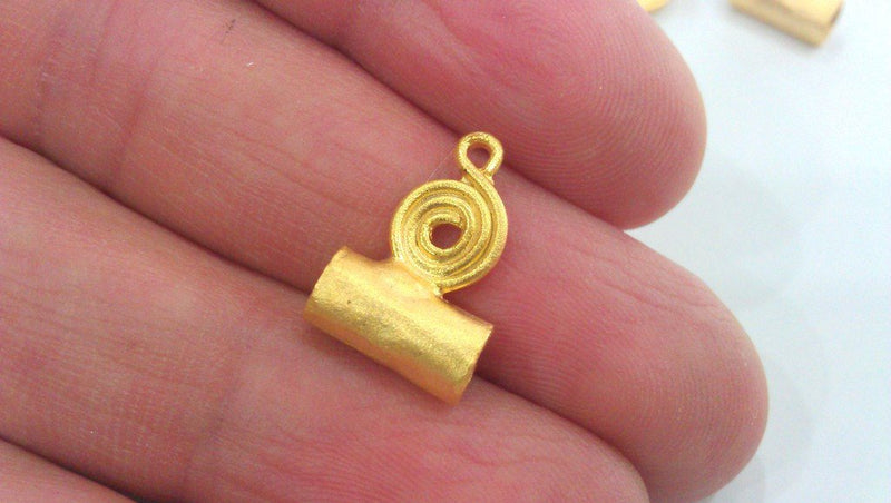 2 Pcs.  Tube Pendant , Gold Plated Brass  G455