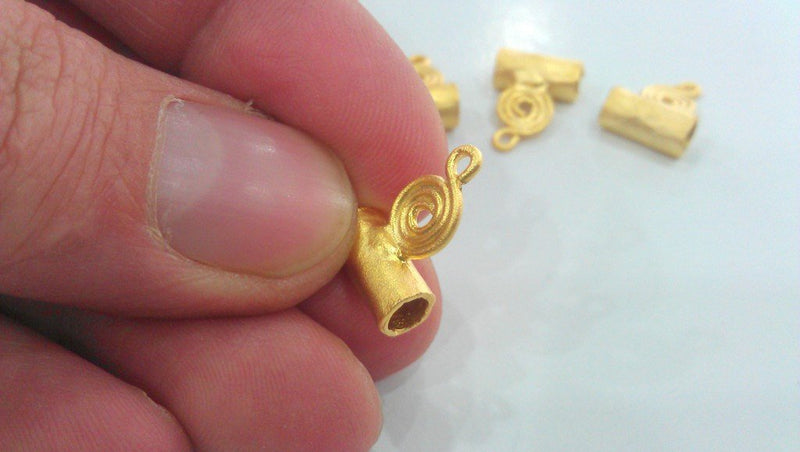 2 Pcs.  Tube Pendant , Gold Plated Brass  G455