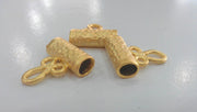 2 Gold Plated Brass  Tube Charms 2 Pcs.  G457