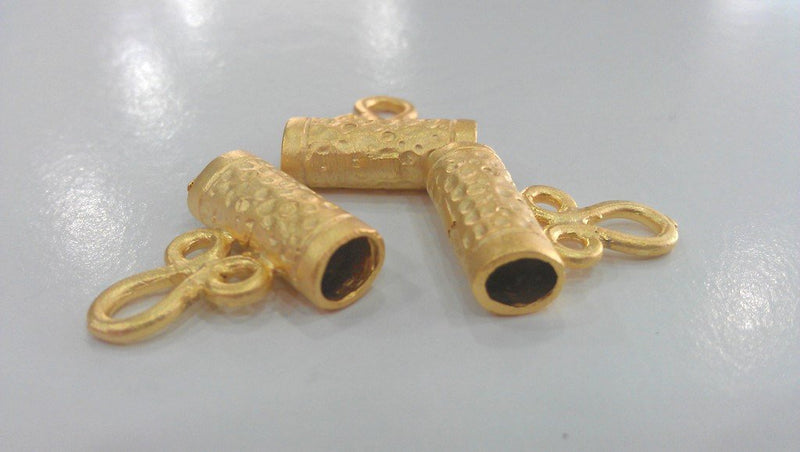 2 Gold Plated Brass  Tube Charms 2 Pcs.  G457