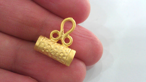 2 Gold Plated Brass  Tube Charms 2 Pcs.  G457