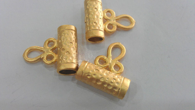 2 Gold Plated Brass  Tube Charms 2 Pcs.  G457