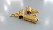 2 Gold Plated Brass  Tube Charms 2 Pcs.  G457