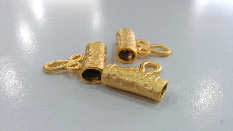 2 Gold Plated Brass  Tube Charms 2 Pcs.  G457