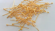 20 Pcs (35 mm) Gold Plated  Brass Ball  Pin , Findings G13920