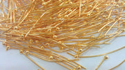 20 Pcs (35 mm) Gold Plated  Brass Ball  Pin , Findings G13920