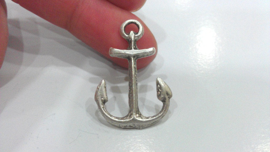 5 Pcs  Antique Silver Plated Metal Anchor Charms , Pendant  G10966