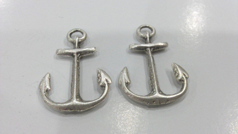 5 Pcs  Antique Silver Plated Metal Anchor Charms , Pendant  G10966